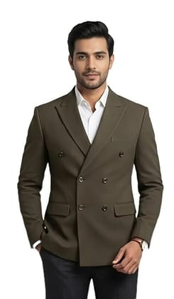Men's Double-Breasted Blazer, Olive Brown, Smart Casual Style, Peak Lapel Suit Jacket Men's Double-Breasted Blazer, Olive Brown, Smart Casual Style, Peak Lapel Suit Jacket