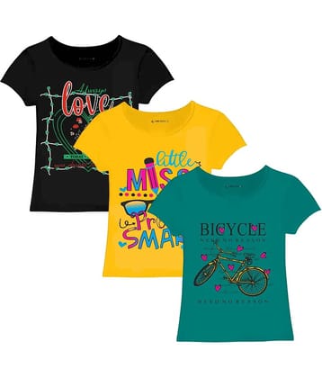 COOLTEES4U Pack of 3 Girls 100% Cotton T-Shirt ( Multicolor )