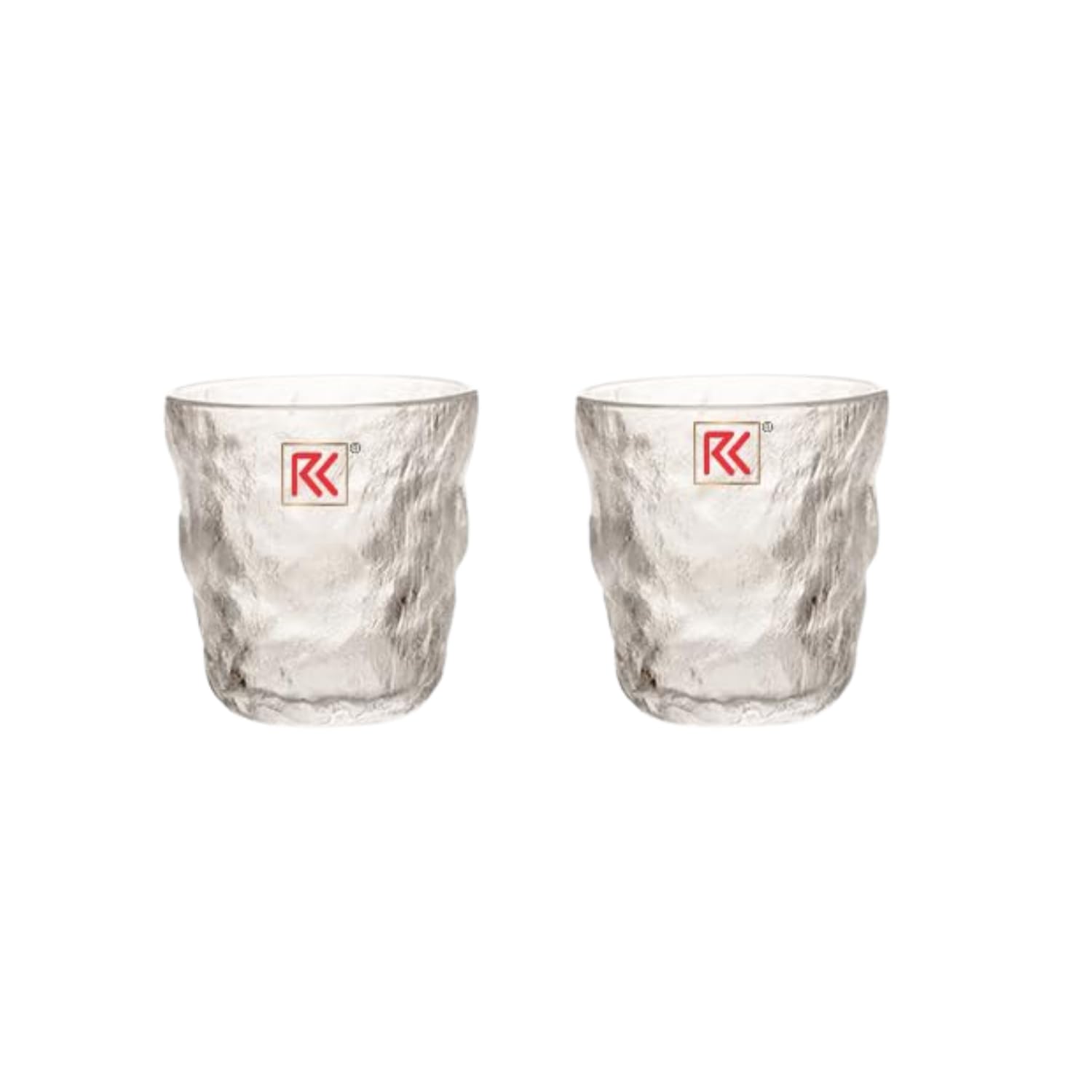 RK ICE Frost Diamond Crystal Clear Design All Purpose Glass Set Bar Glass for Drinking Bourbon, Whisky, Juice Scotch, Cocktails, Cold Drinks (Pack of 2,300Ml)