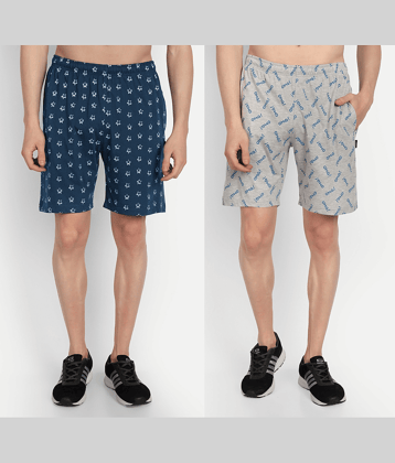 Zeffit - Multicolor Cotton Blend Men's Shorts ( Pack of 2 )