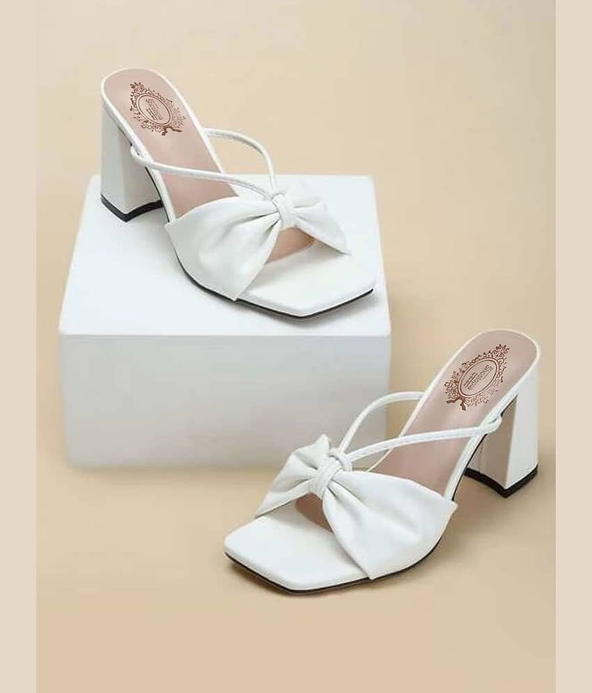 Shoetopia - White Women's Slip On Heels