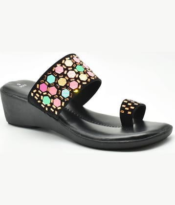 IndiForce Black Women's Slip On Heels