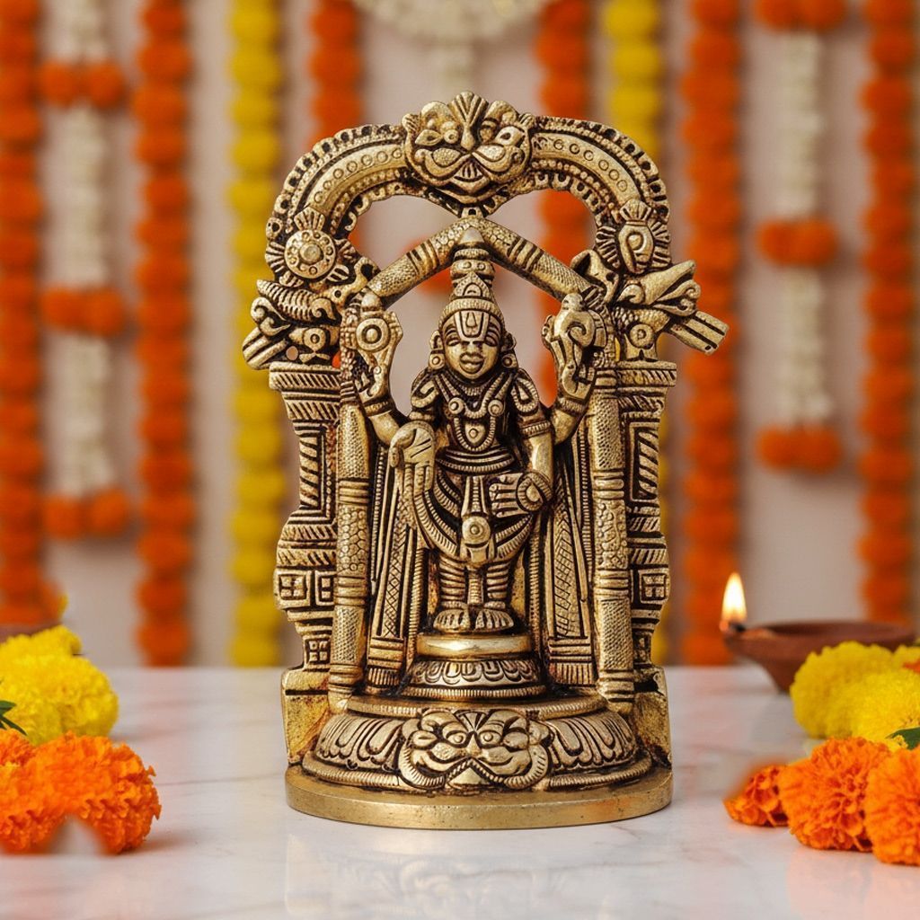 Handcrafted Brass Tirupati Balaji Murti, Height : 5.6 Inch (BSMAS1449 C)