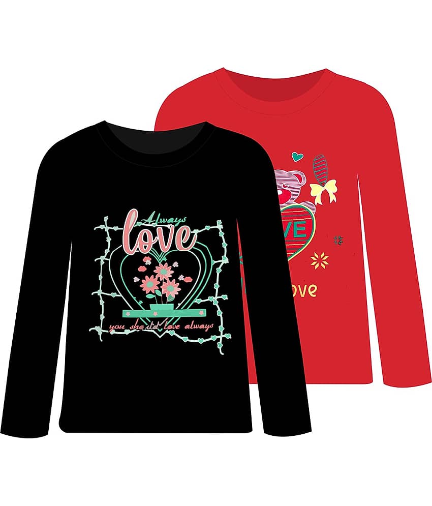 COOLTEES4U Pack of 2 Girls 100% Cotton T-Shirt ( Multicolor )