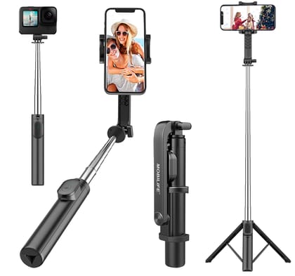 Mobilife Portable Selfie Stick Tripod 38" Extended Bluetooth Tripod Stand Reinforced 4 in 1 Selfie Stick Compact for Vlogging Mobile Phone Gopro Travel, Black Black / Small Mobilife Portable Selfie Stick Tripod 38" Extended Bluetooth Tripod Stand Reinforced 4 in 1 Selfie Stick Compact for Vlogging Mobile Phone Gopro Travel, Black Black / Small