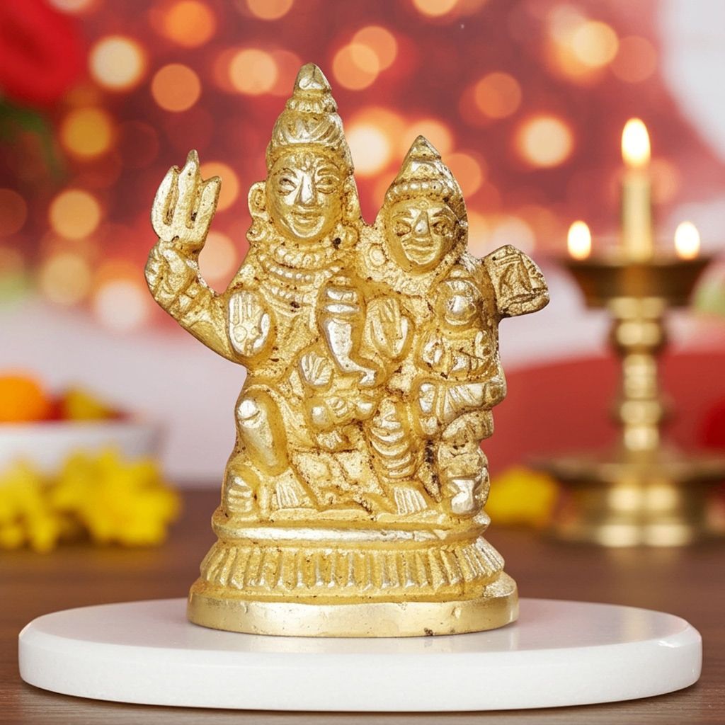 Brass Shiv Parivar Colour Idol - Decorative Murti, Height : 2 Inch (BSMAS760 X)
