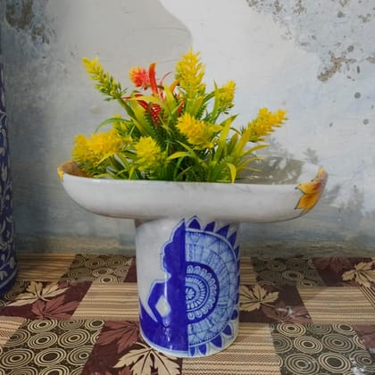 Handmade Blue Pottery White Vase/ Flowerpot/ Decorative vase/ Ceramic Vase/ buddha mandala art vase- 8 Inch Handmade Blue Pottery White Vase/ Flowerpot/ Decorative vase/ Ceramic Vase/ buddha mandala art vase- 8 Inch
