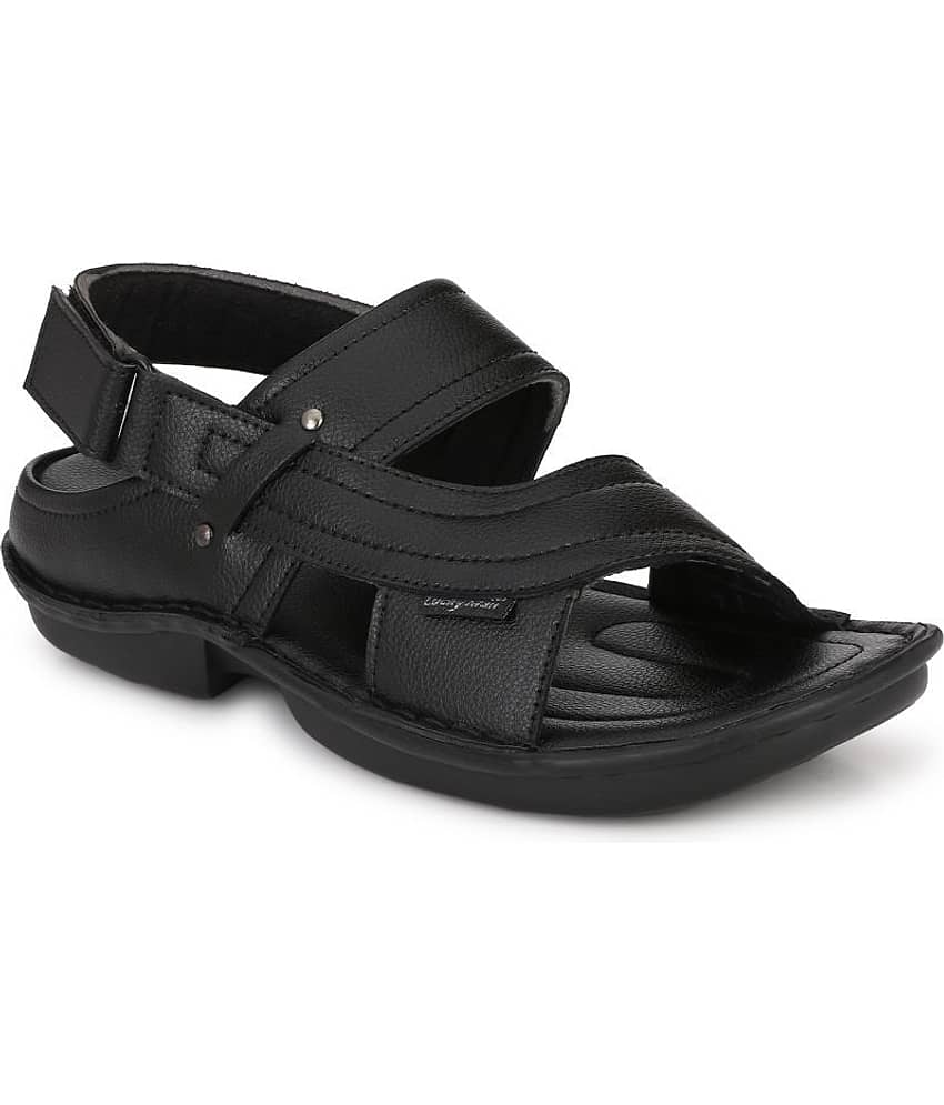 Bucik Black Synthetic Leather Sandals
