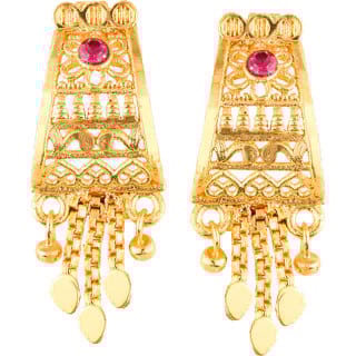 Diva Moti layer alloy CZ Earring Antique Gold Plated Push back dangler studs for Women and Girls