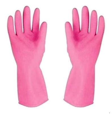 AAbha Household Rubber Hand Gloves/Kitchen Gloves/Latex Household Gloves (2 Pair)