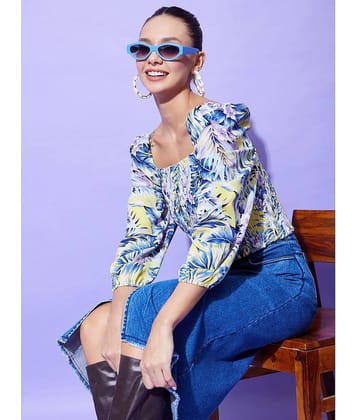 StyleStone Women's Polyester Crop Top ( Blue )