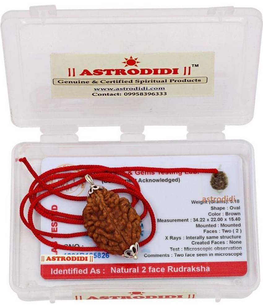 Astrodidi 2 Mukhi Rudraksha Pendant With Lab Report