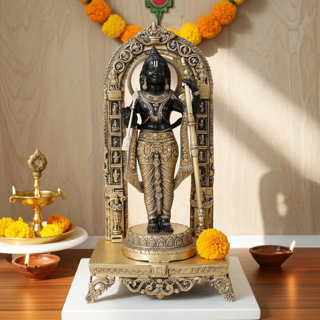Black Finish Brass Ram Lalla Murti for Puja, Height : 11.7 Inch (BSMAS1738 T)
