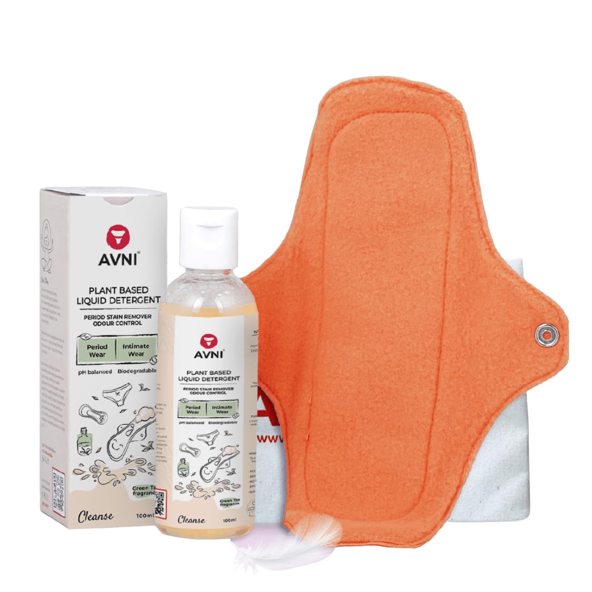 Avni Fluff Antimicrobial Washable Panty Liner + Period Wear Wash/Cleaner (100ml)
