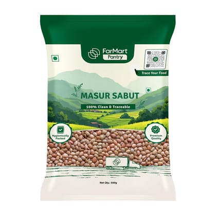 FarMart Pantry Masur Sabut (500 g) | Protein & Fiber-Rich | Ideal for Dal, Soups & Healthy Cooking FarMart Pantry Masur Sabut (500 g) | Protein & Fiber-Rich | Ideal for Dal, Soups & Healthy Cooking