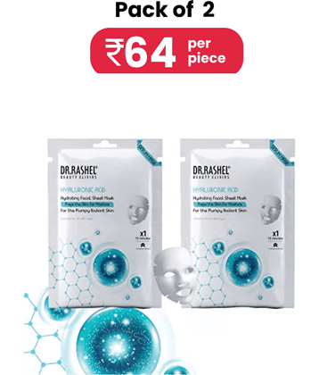 DR.RASHEL Hyaluronic Sheet Mask for Deep Hydration Suits All Skin Types 20 gm each ( Pack of 2)