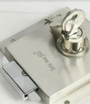 Adison Cupboard Sliding Lock With 2 Keys Stainless Steel Heavy Duty Pack Of 1