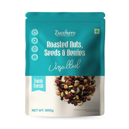 Zucchero Roasted Premium Nuts, Seeds & Berries, Unsalted, 800g (Mix of 14 Super Nuts, Seeds & Berries) | Oil-Free Roasting | No Salt | Slow baked Nuts & Seeds Zucchero Roasted Premium Nuts, Seeds & Berries, Unsalted, 800g (Mix of 14 Super Nuts, Seeds & Berries) | Oil-Free Roasting | No Salt | Slow baked Nuts & Seeds