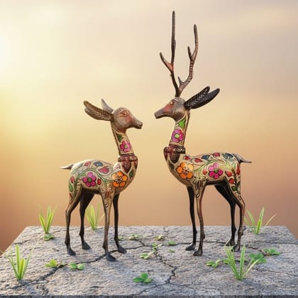 Brass Bakri Black Meena Statue | Handcrafted Goat Showpiece, Height : 20.5 Inch (ANMAS155)