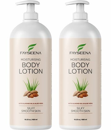 Fayseena Moisturising Body Lotion, AlmondOil & AloeVera For Silky Smooth Skin480ml (Pack Of 2)