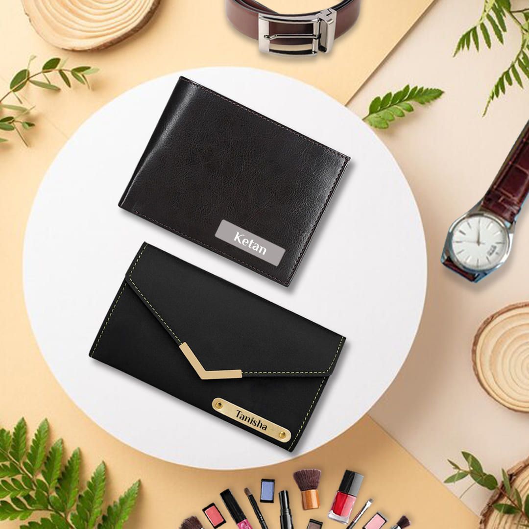 Combo Gifts for Couple : Men's PU Wallet & Women's Wallet