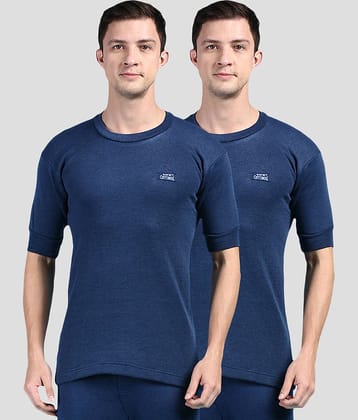 Lux Cottswool Pack of 2 Cotton Blend Thermal Tops For Men's ( Blue )
