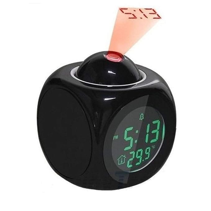 Projector Alarm Clock  Digital LED Display, Time & Temperature Projection, 12/24 Hour Format, Snooze Function, Adjustable Brightness,Bedroom, Home, or Office,This product does not come with a battery