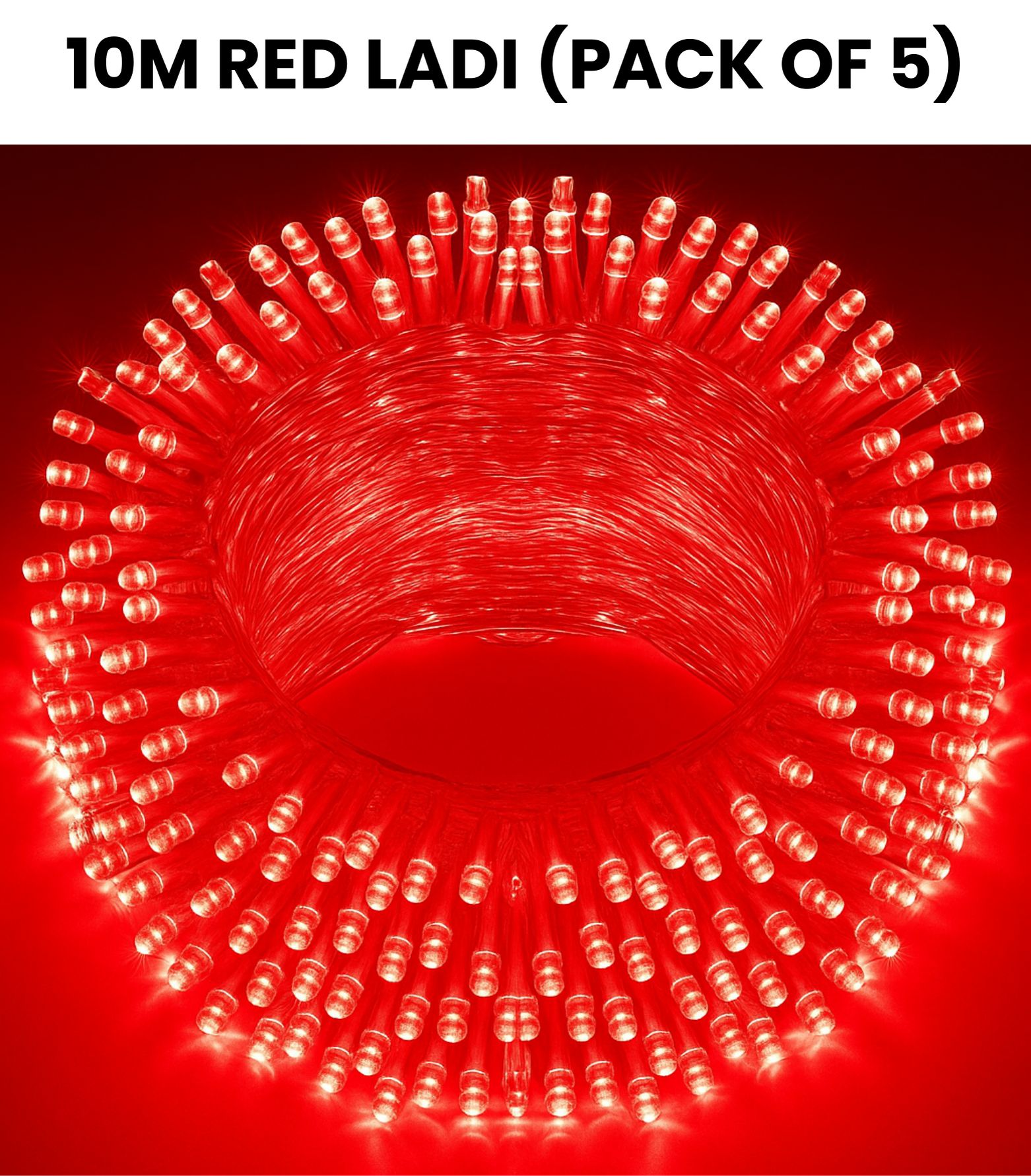 SPARKWORLD 10 Meter Red LED Decorative Ladi Festive Rice Lights for Home, Party & Outdoor Use (Pack of 5) with Free Jointer (7+1)