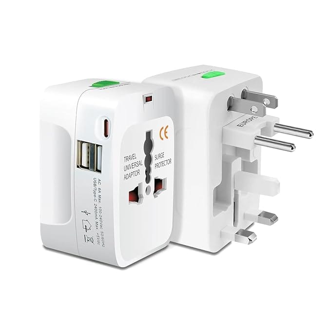 LA'FORTE Flixx Universal Travel Adapter with Dual USB Ports Worldwide Compatibility & Surge Protection