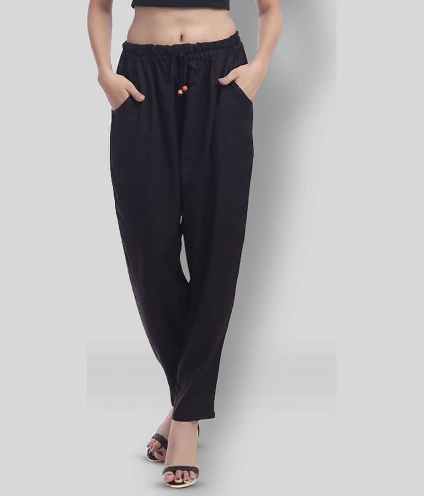 Lee Moda - Black Rayon Loose Fit Women's Casual Pants  ( Pack of 1 )