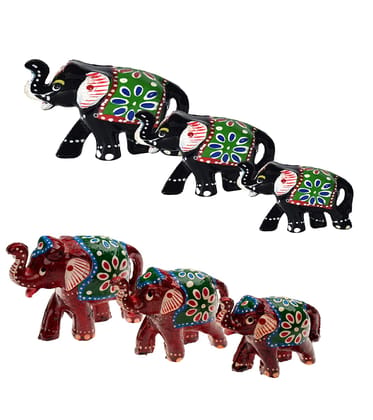 DreamKraft Handcrafted Set of 6 Showpiece Elephant for Decoration and Gift Purpose (9X6 cm,7X5 cm,6X4 cm)