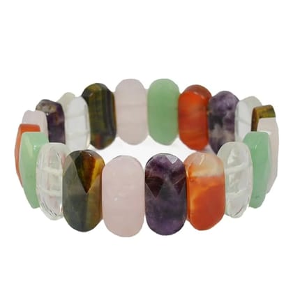 Sahaj Hast 7 Chakra Multi-Stone Bracelet  Exotic Healing Crystal Jewelry (Size - 8.5")