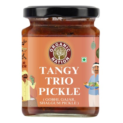Organic Nation Gobhi Gajar Shalgam Pickle | Tangy Trio | Homestyle Indian Pickle | Authentic Traditional Taste | No Preservatives | 250g