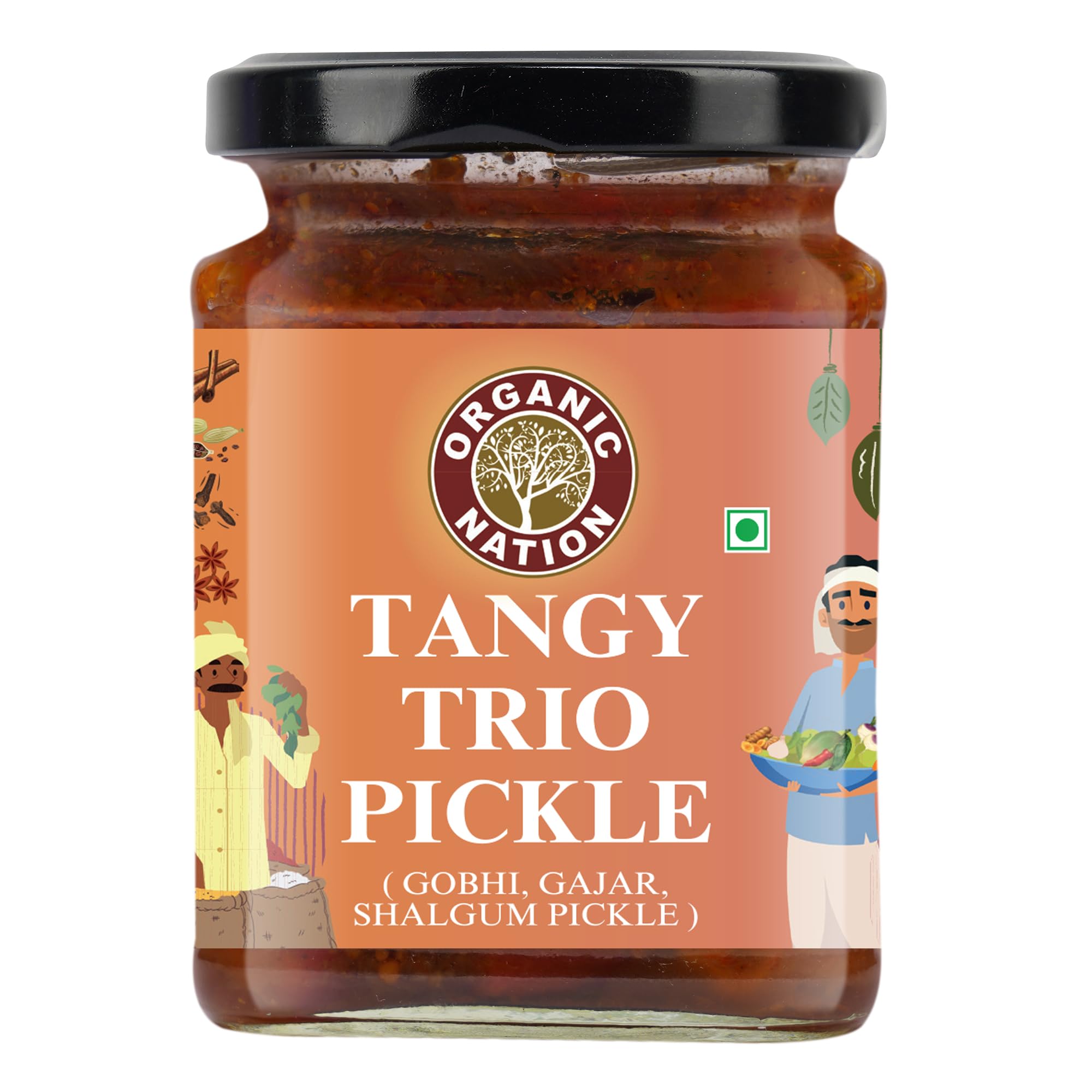 Organic Nation Gobhi Gajar Shalgam Pickle | Tangy Trio | Homestyle Indian Pickle | Authentic Traditional Taste | No Preservatives | 250g