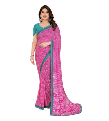 Women's Georgette Printed Saree With Unstitched Blouse 5.5Mtr (Pink)-PID62547 Women's Georgette Printed Saree With Unstitched Blouse 5.5Mtr (Pink)-PID62547