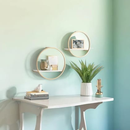2 Piece Circle Metal Accent Shelf for Home Decor Storage Display 2 Piece Circle Metal Accent Shelf for Home Decor Storage Display
