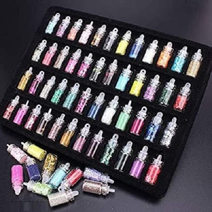 Elecsera Design Case Set 48, Nail Art Decoration Resin Glitter Powder (Multicolor)
