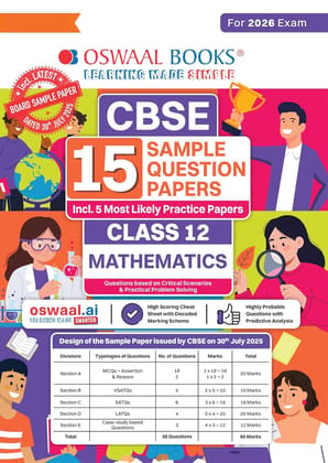 CBSE 15 Sample Question Papers Class 12 Mathematics for 2026 Board Exam (As per CBSE Sample Question Paper issued on 30 July 2025), recommended by 2025 CBSE Toppers Paperback – 27 August 2025