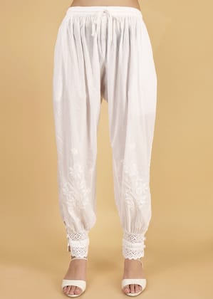 Hand Embroidered Lucknow Chikankari Cotton Afgani Salwar