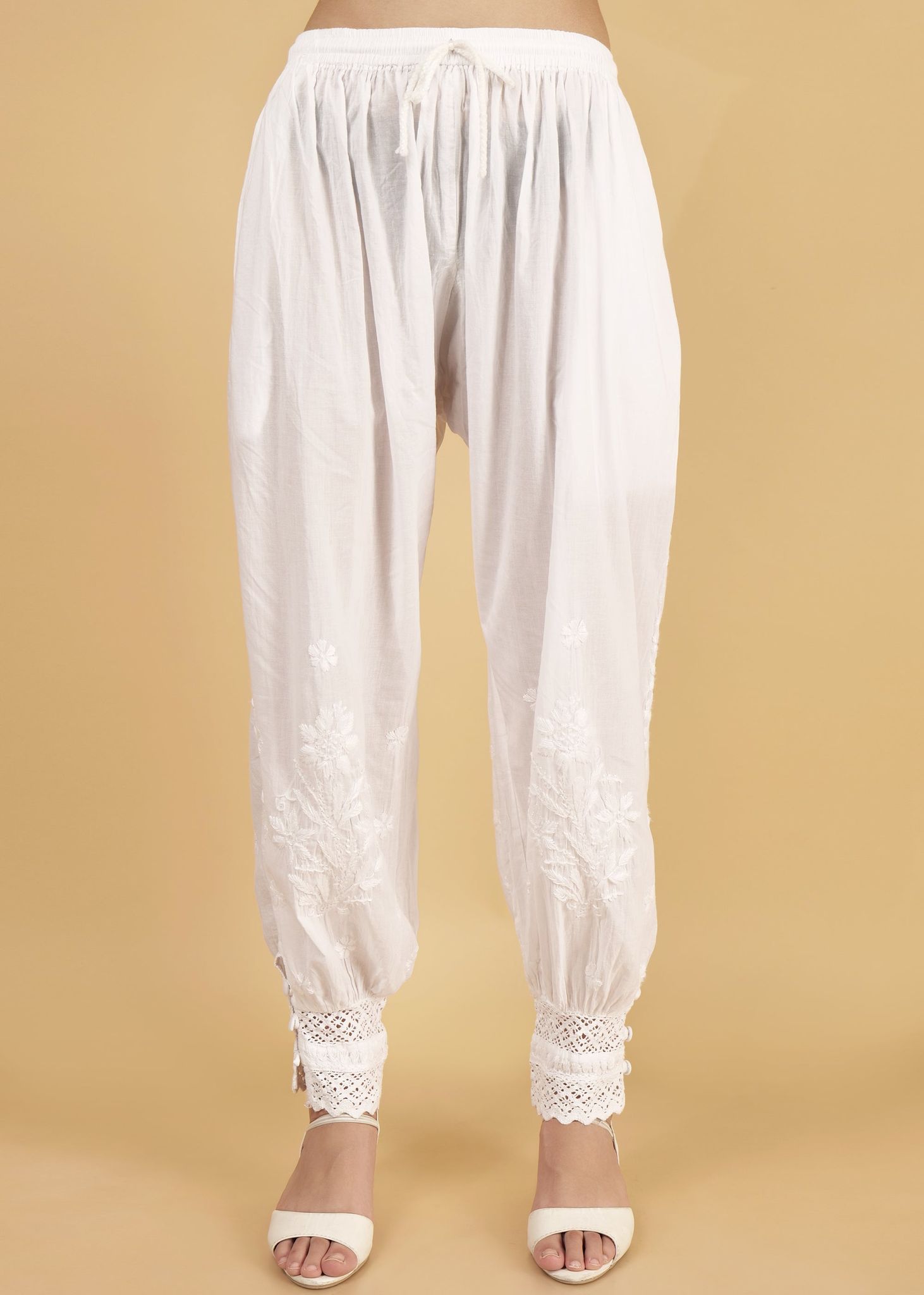 Hand Embroidered Lucknow Chikankari Cotton Afgani Salwar