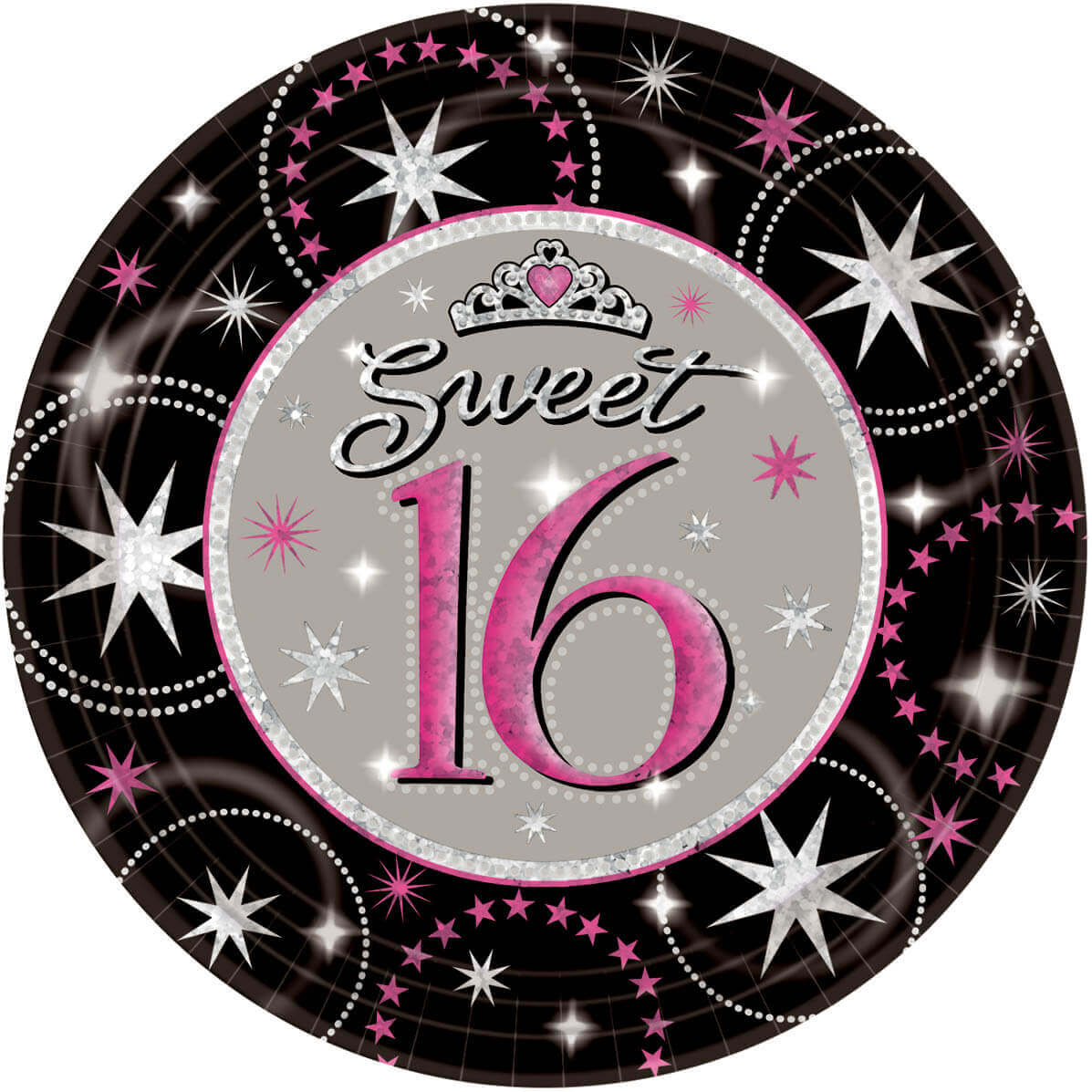 Wanna Party 9" SWEET 16 PRISMATIC LUNCH PLATES