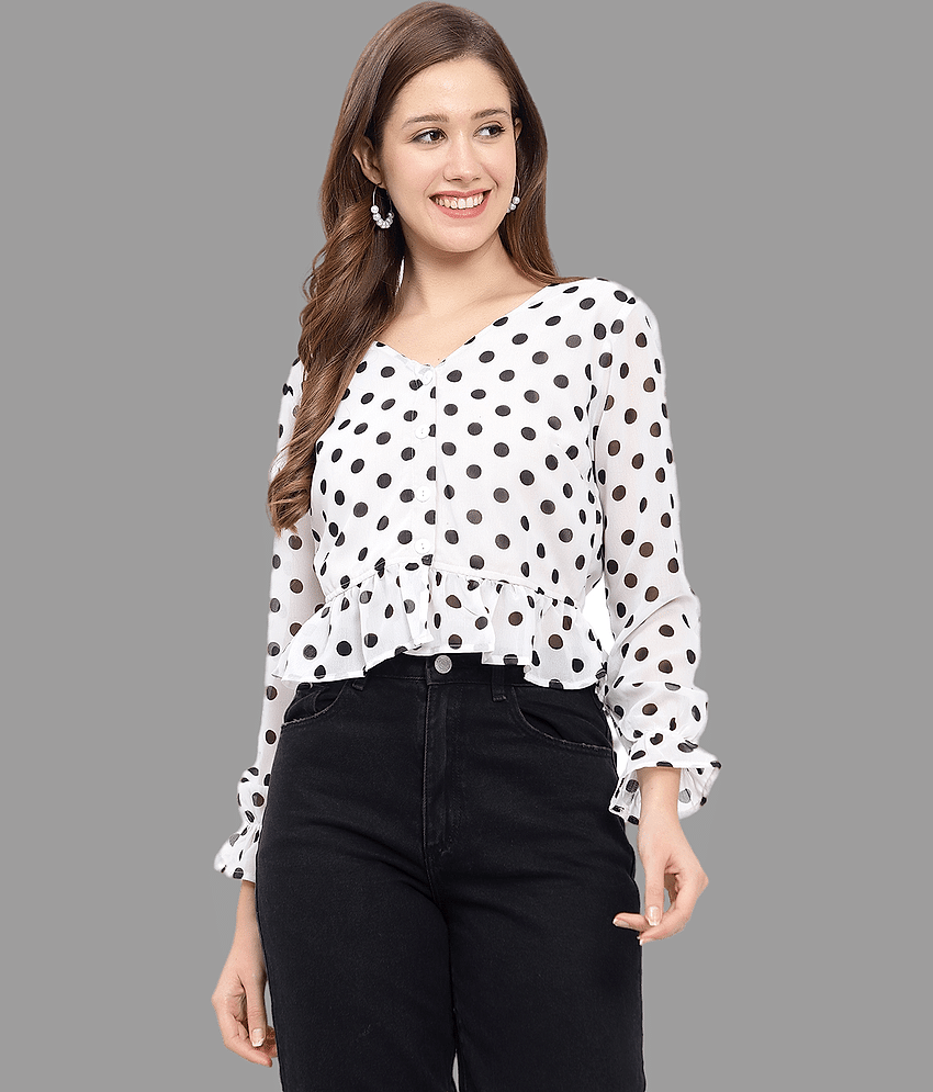 GALWIZ Women's Georgette Regular Top ( White )