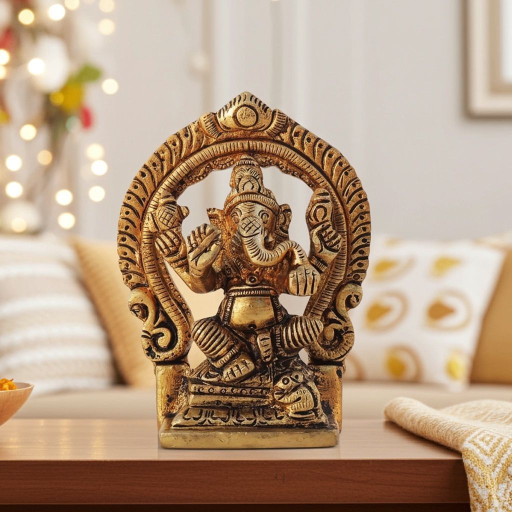 Brass Showpiece Ganesh Ji God Idol Statue (BSMAS596 G)