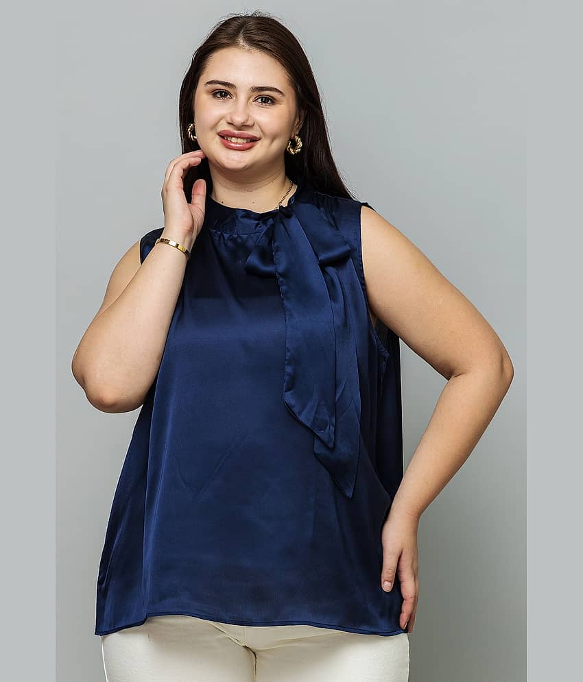 Purys Women's Satin Regular Top ( Blue )