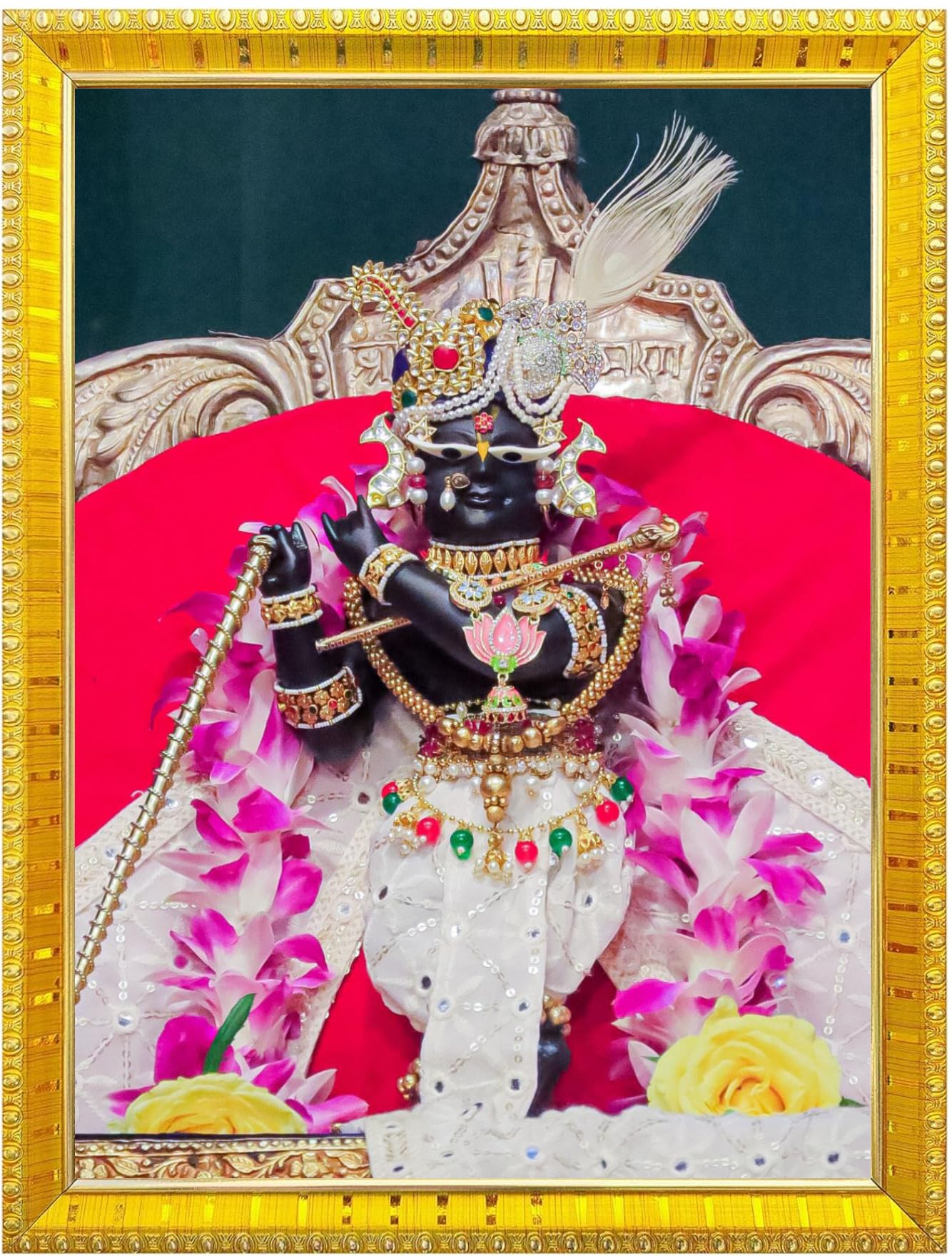 NOKKES Radha Raman Vrindavan Radha Raman Thakur Ji Photo Frames Religious Photo frame 5X7 Inch Photo Frame_QWW2