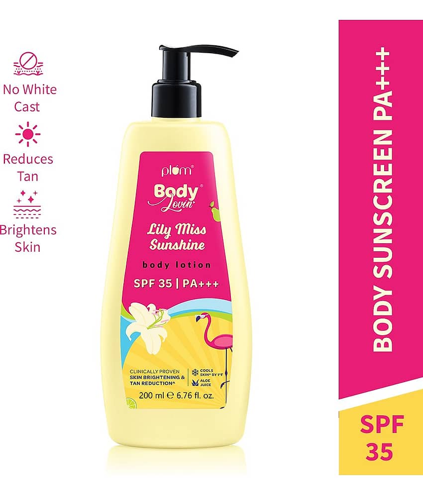 Plum Sunscreen - SPF SPF 35 PA+++ BodyLovin' Lily Miss Sunshine Body Lotion SPF 35 PA+++ - Brightens & Cools Skin (200 ml)
