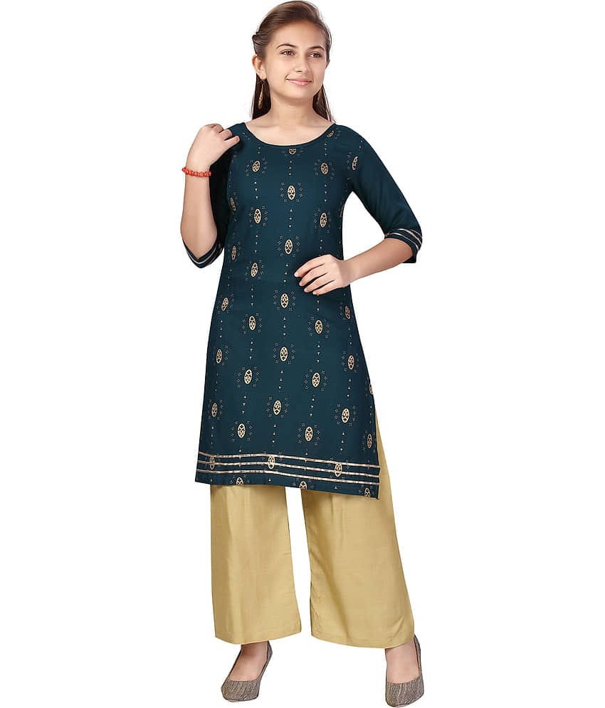 Aarika Girls Cotton Kurta and Trousers Set ( Pack of 1 , Green )