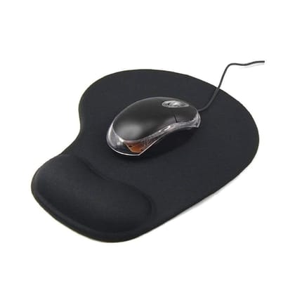 Mouse Pad with Comfortable Wrist Rest Support and Lycra Cloth for Easy Pain Relief, Durable and Washable, Classic ( Black)