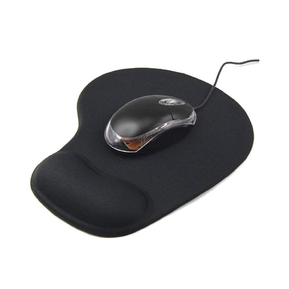 Mouse Pad with Comfortable Wrist Rest Support and Lycra Cloth for Easy Pain Relief, Durable and Washable, Classic ( Black)
