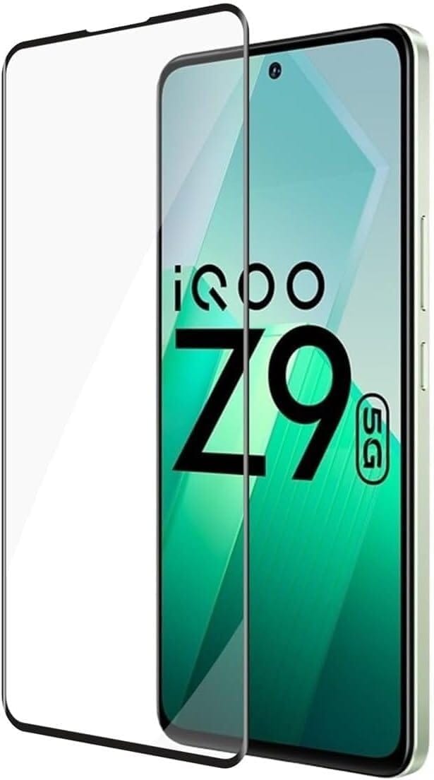 PLUGTECH Advanced Tempered Glass With Anti-Explosion 9H Hardness Edge-To-Edge Coverage Screen Guard for IQOO Z9